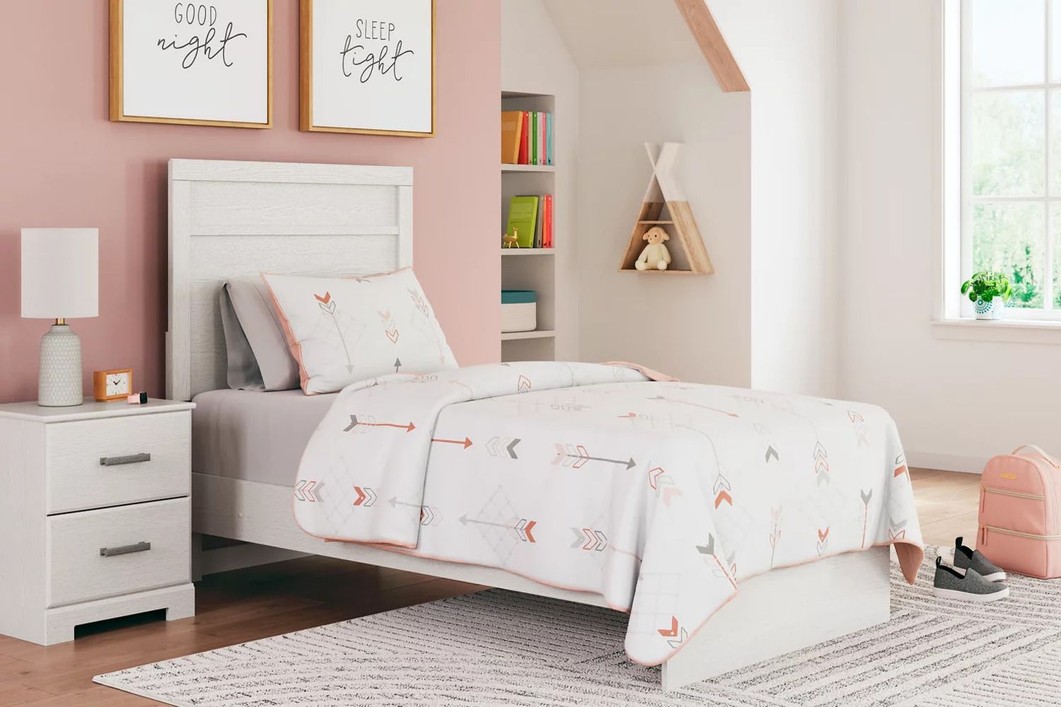 Stelsie Twin Panel Bed In White B2588B12
