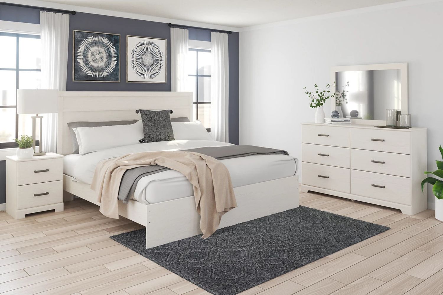 Stelsie White King Panel Bed B2588B3