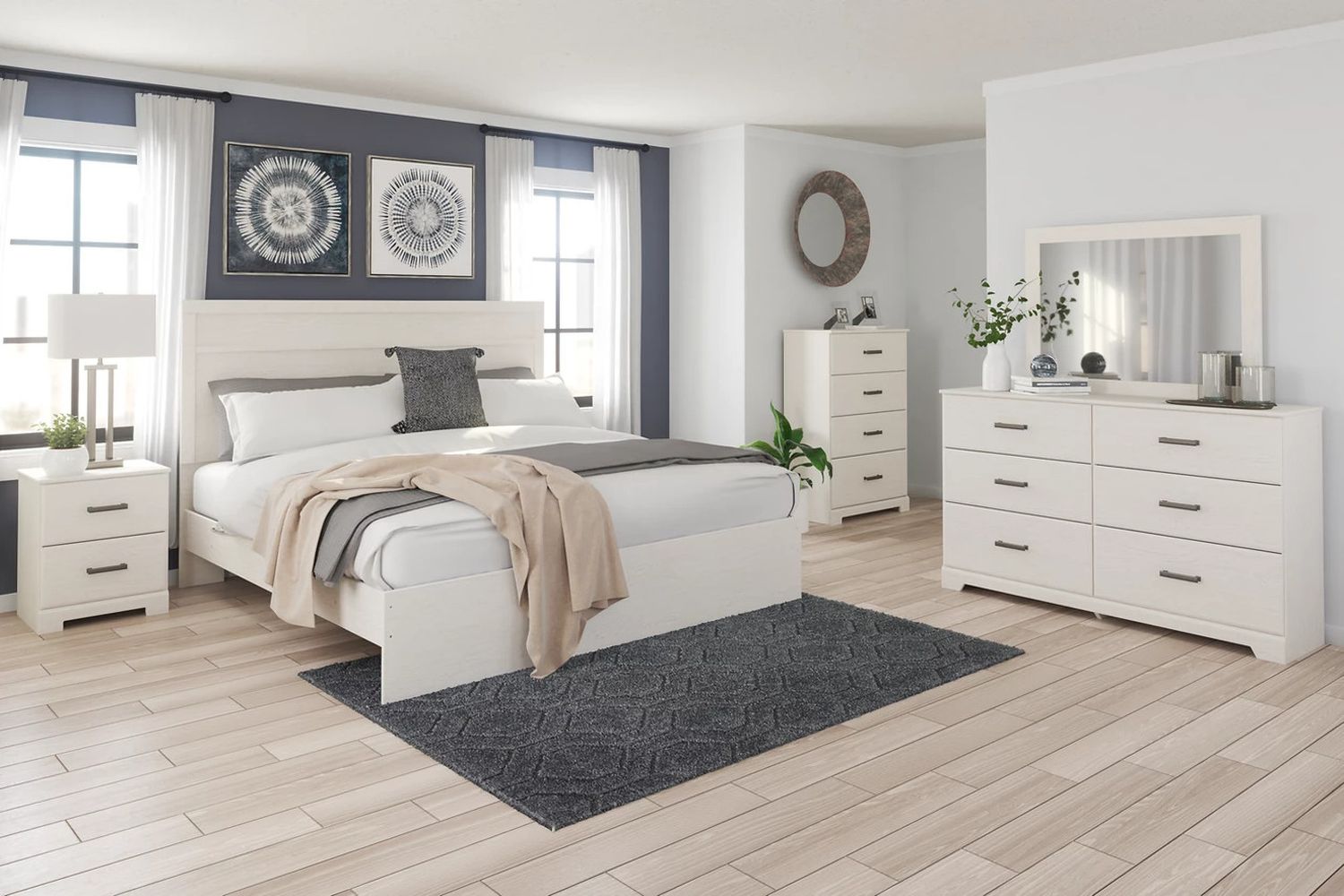 Stelsie White King Panel Bed B2588B3