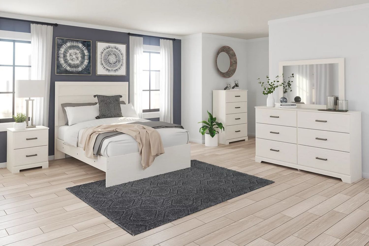Stelsie White Full Panel Bed B2588B4