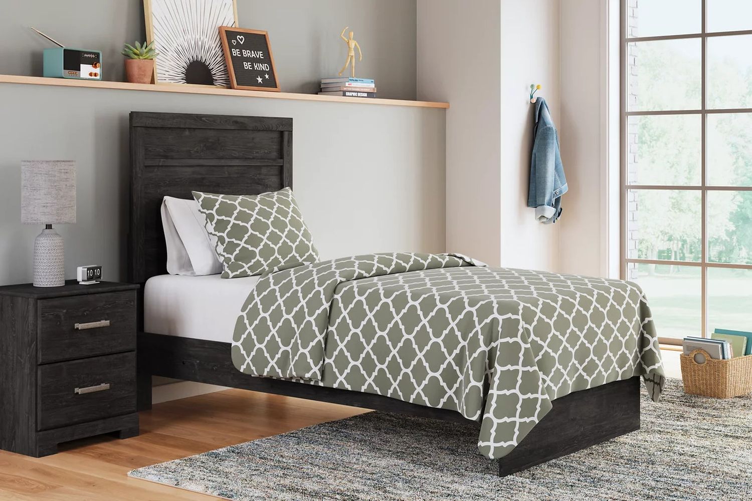 Belachime Twin Panel Bed In Black B2589B11