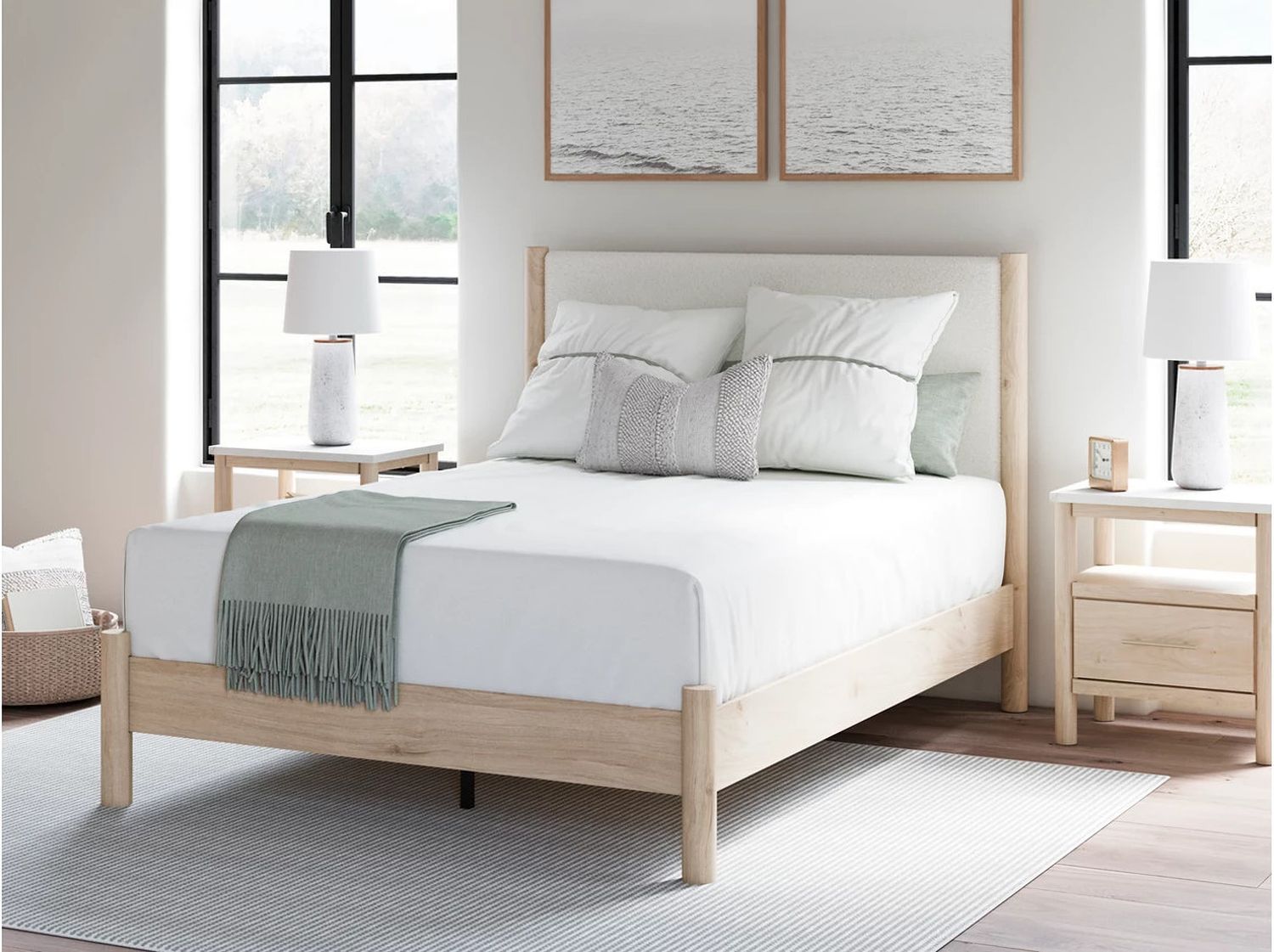 Cadmori Queen Upholstered Panel Bed In Two-tone B2615B4
