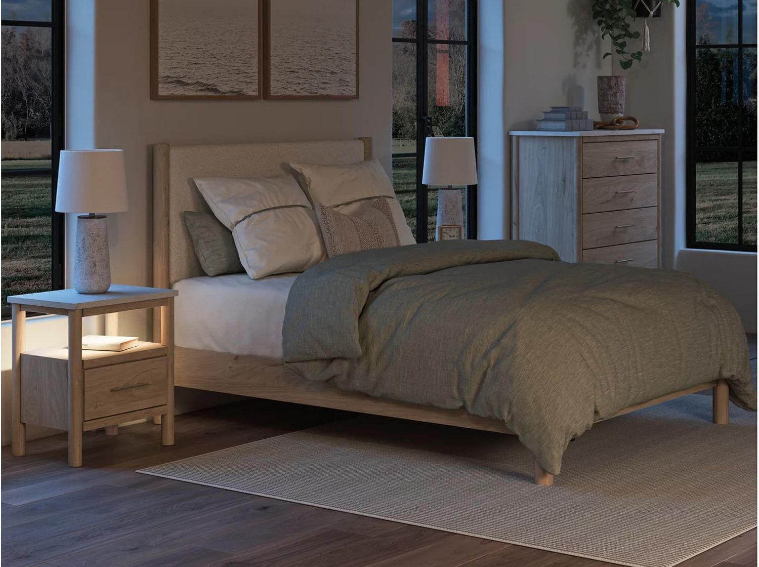 Cadmori Queen Upholstered Panel Bed In Two-tone B2615B4