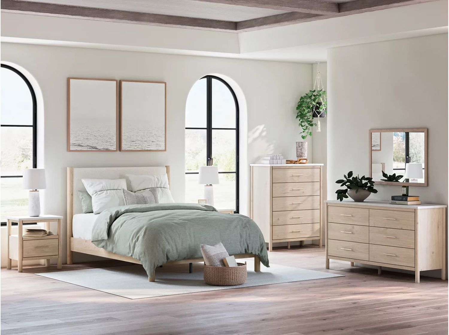 Cadmori Queen Upholstered Panel Bed In Two-tone B2615B4