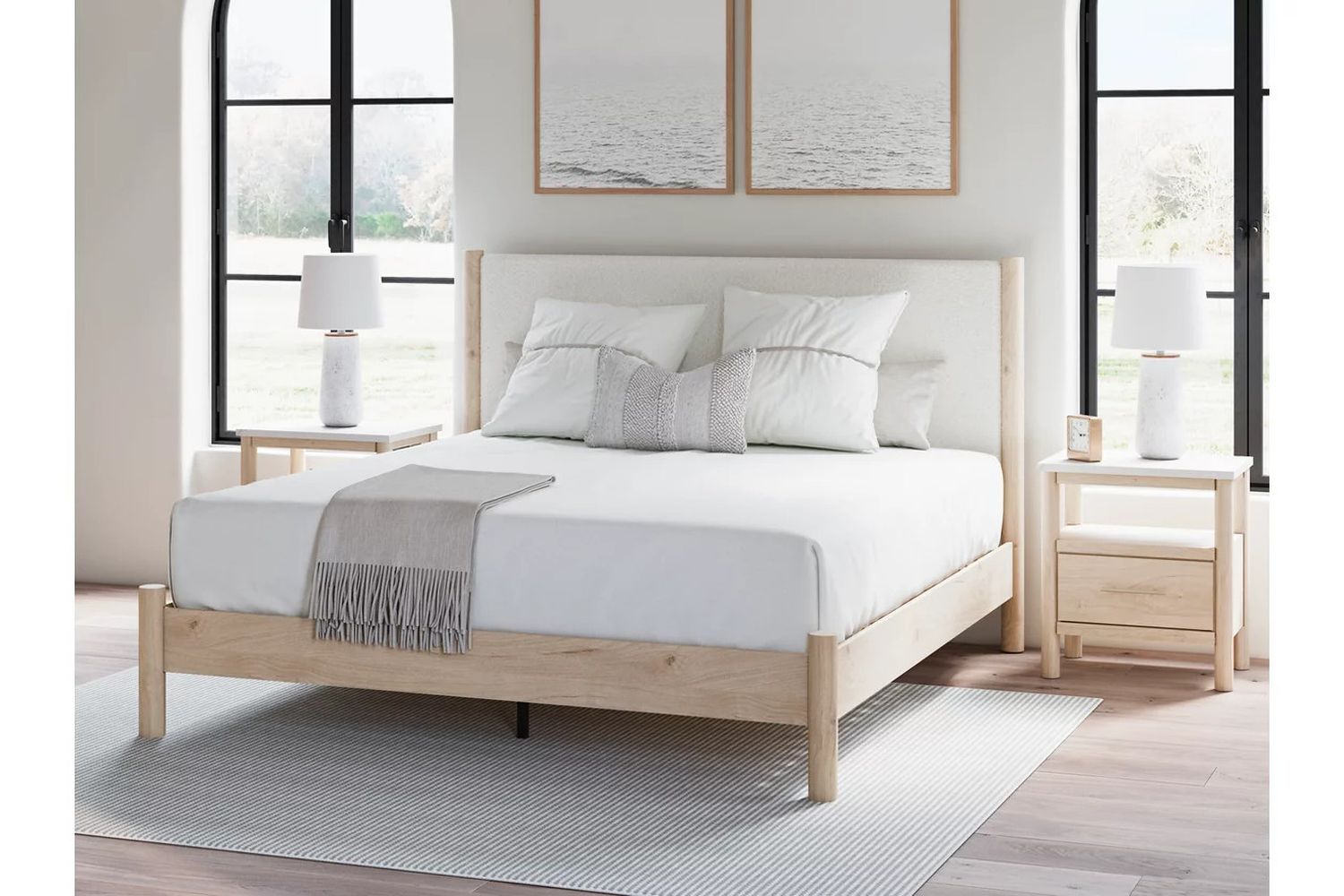 Cadmori King Upholstered Panel Bed In Two-tone B2615B7