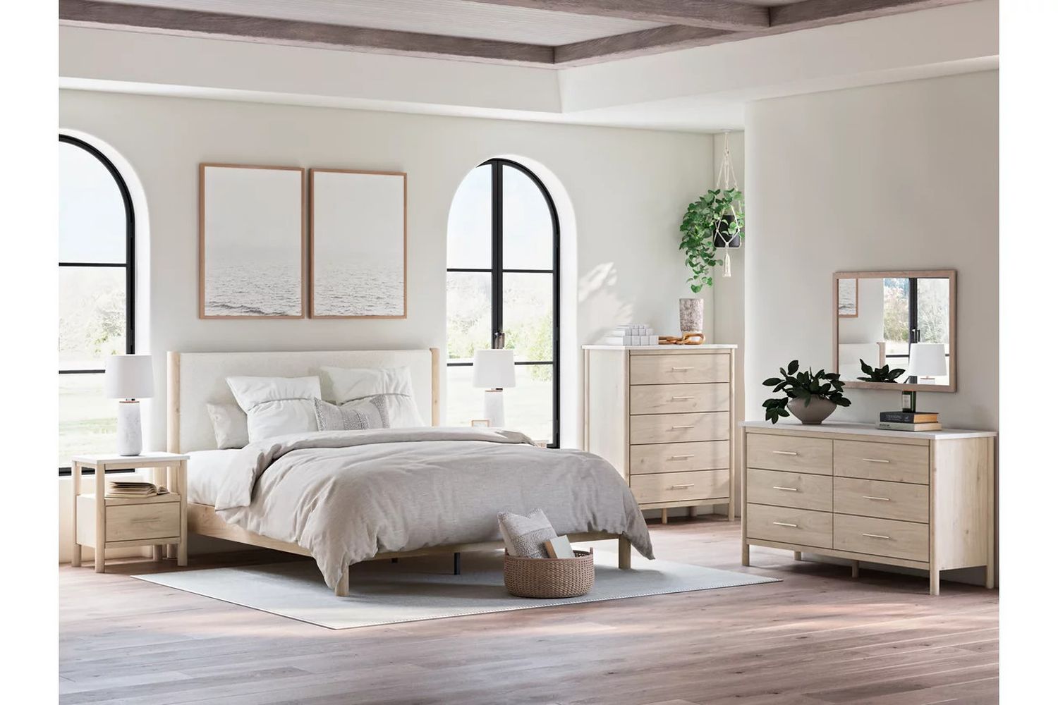 Cadmori King Upholstered Panel Bed In Two-tone B2615B7