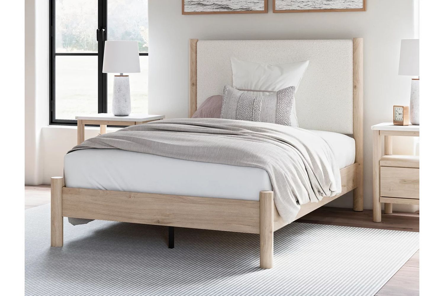 Cadmori Full Upholstered Panel Bed In Two-tone B2615B8