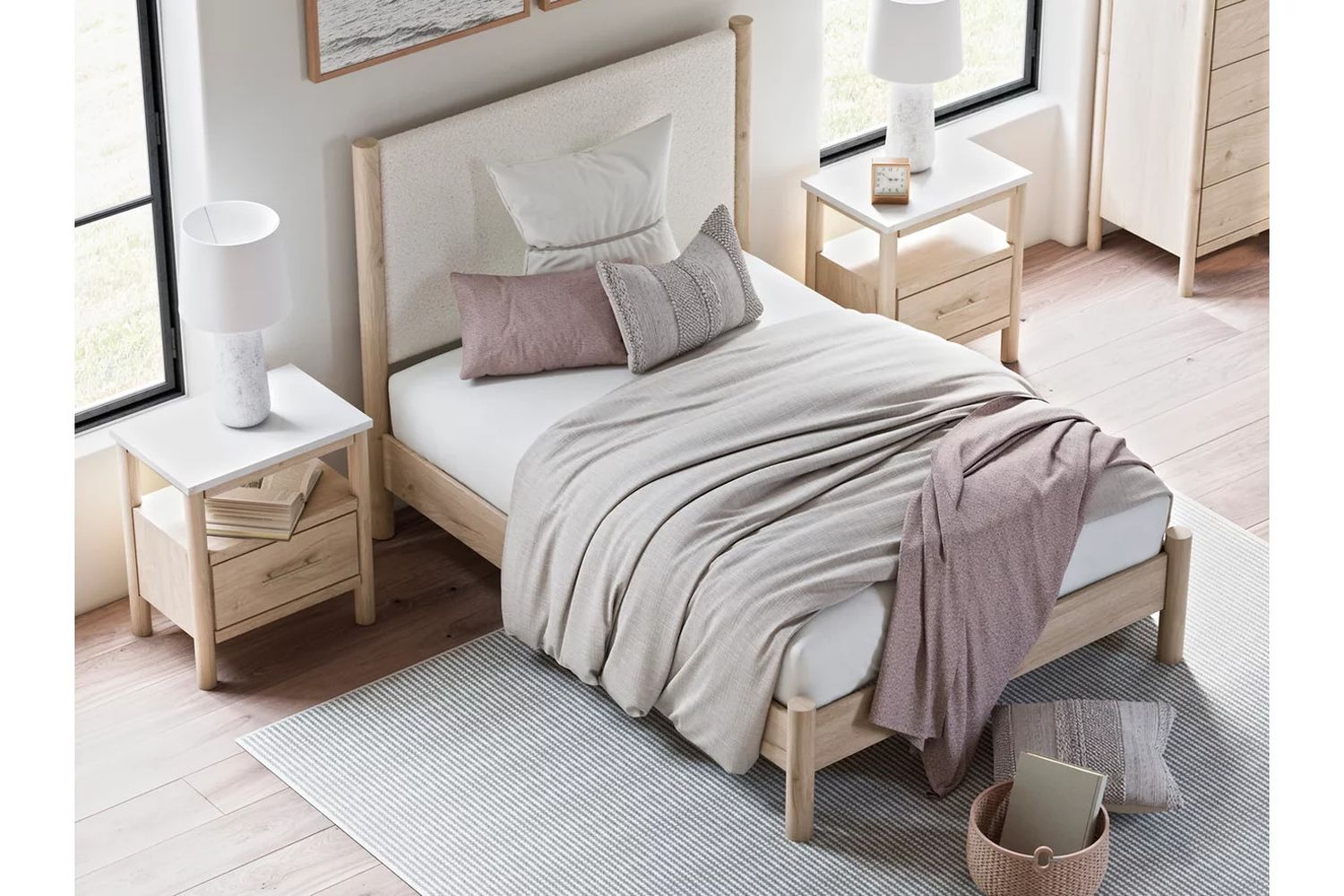 Cadmori Full Upholstered Panel Bed In Two-tone B2615B8
