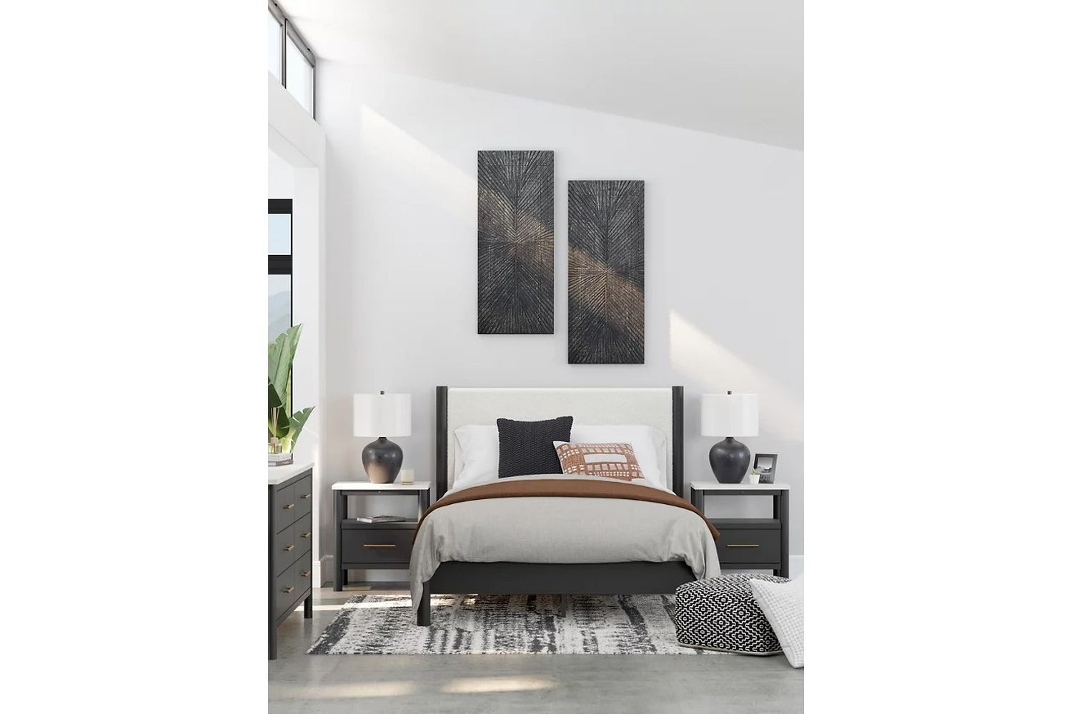 Cadmori Nightstand In Black and White B261691