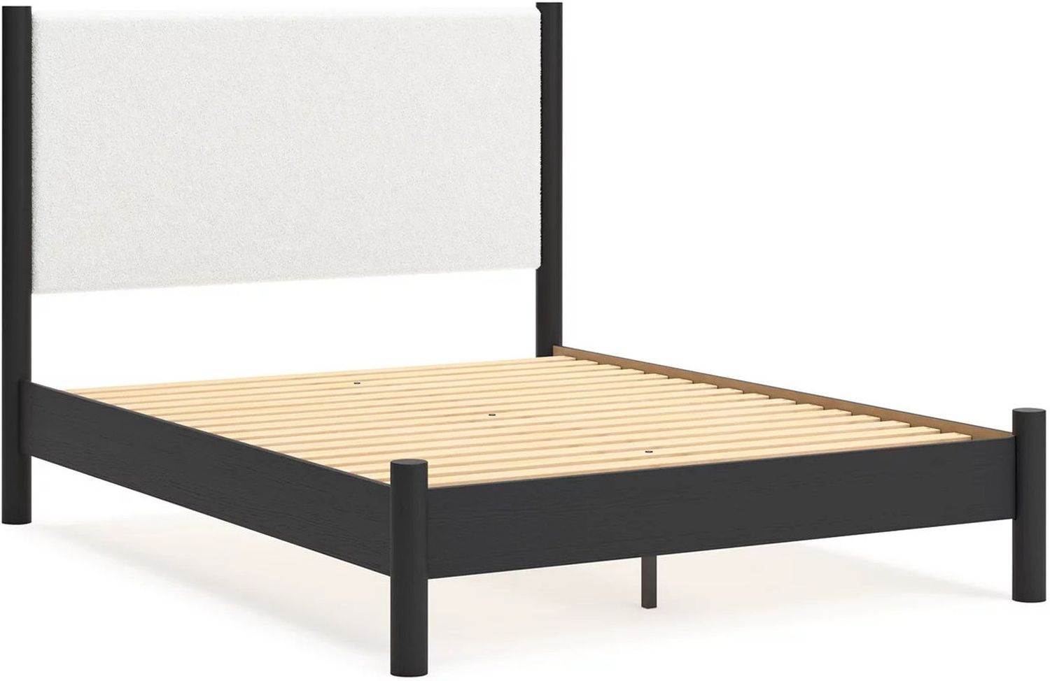 Cadmori Queen Upholstered Panel Bed In Black and White B2616B2