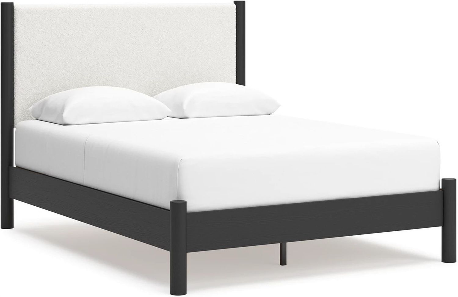 Cadmori Upholstered Panel Bedroom Set In Black and White B2616B4