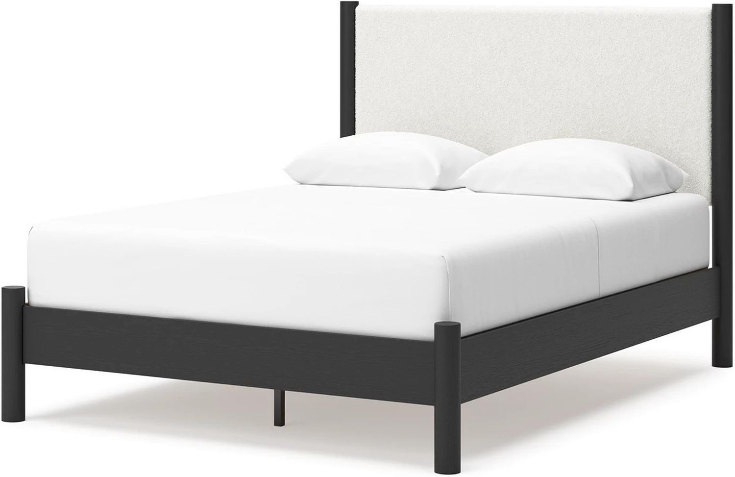 Cadmori Upholstered Panel Bedroom Set In Black and White B2616B4