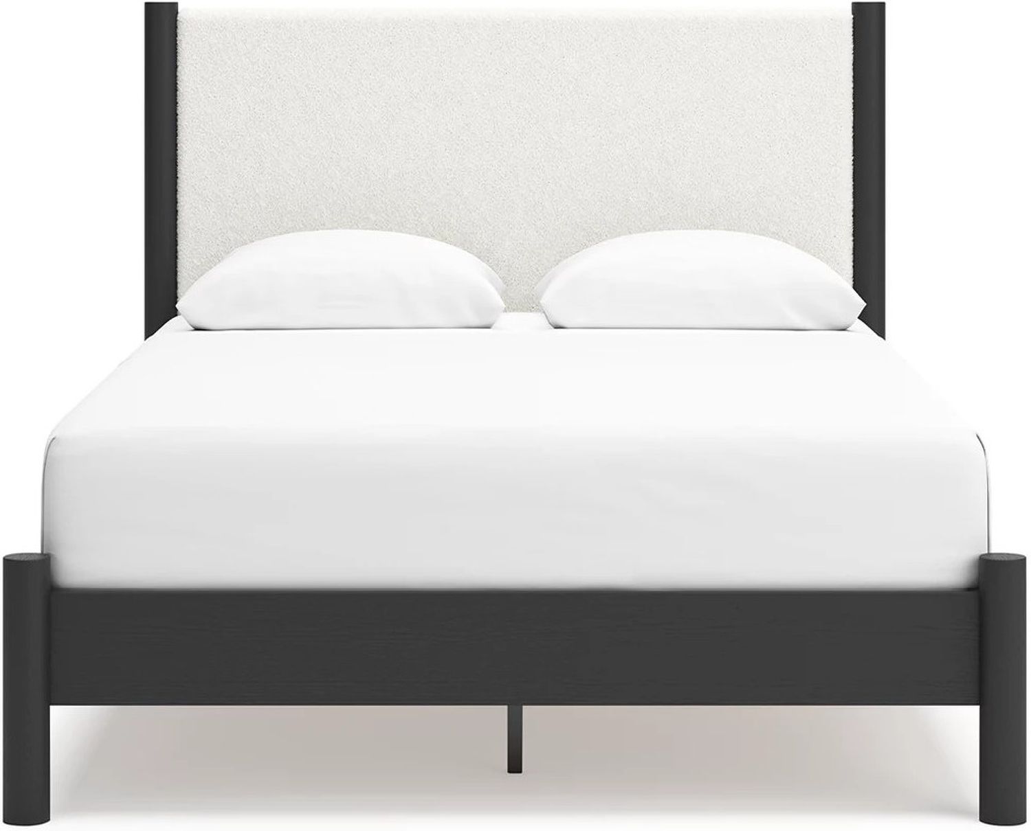 Cadmori Upholstered Panel Bedroom Set In Black and White B2616B4