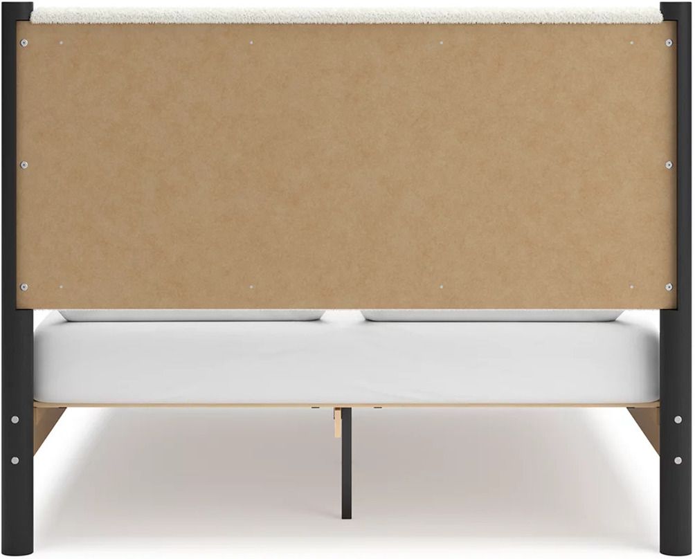 Cadmori Upholstered Panel Bedroom Set In Black and White B2616B4