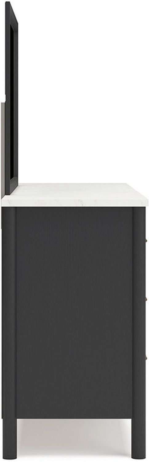 Cadmori Upholstered Panel Bedroom Set In Black and White B2616B4