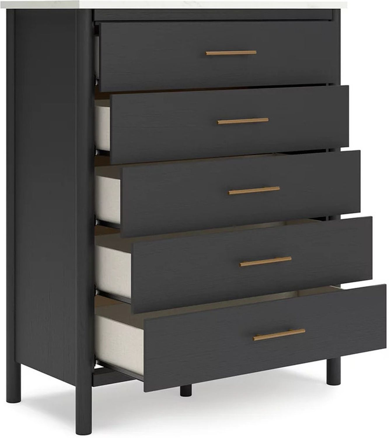 Cadmori Upholstered Panel Bedroom Set In Black and White B2616B4