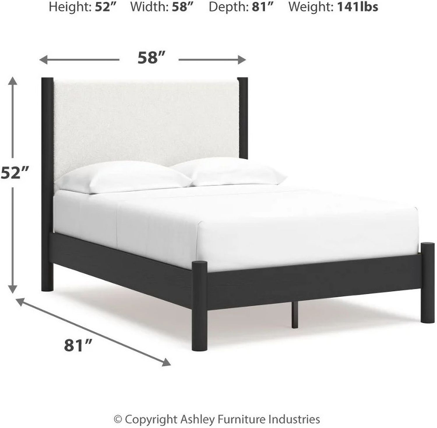 Cadmori Upholstered Panel Youth Bedroom Set In Black and White B2616B5