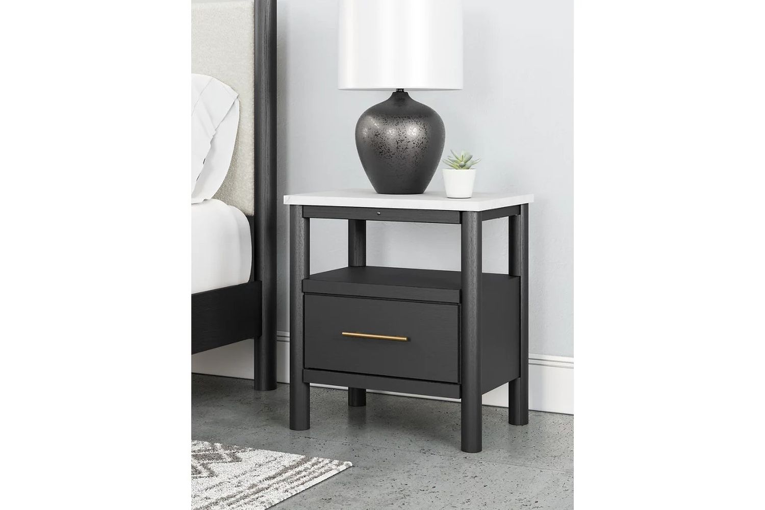 Cadmori Upholstered Panel Youth Bedroom Set In Black and White B2616B5