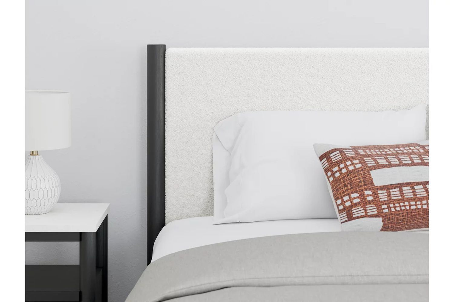 Cadmori Upholstered Panel Youth Bedroom Set In Black and White B2616B5