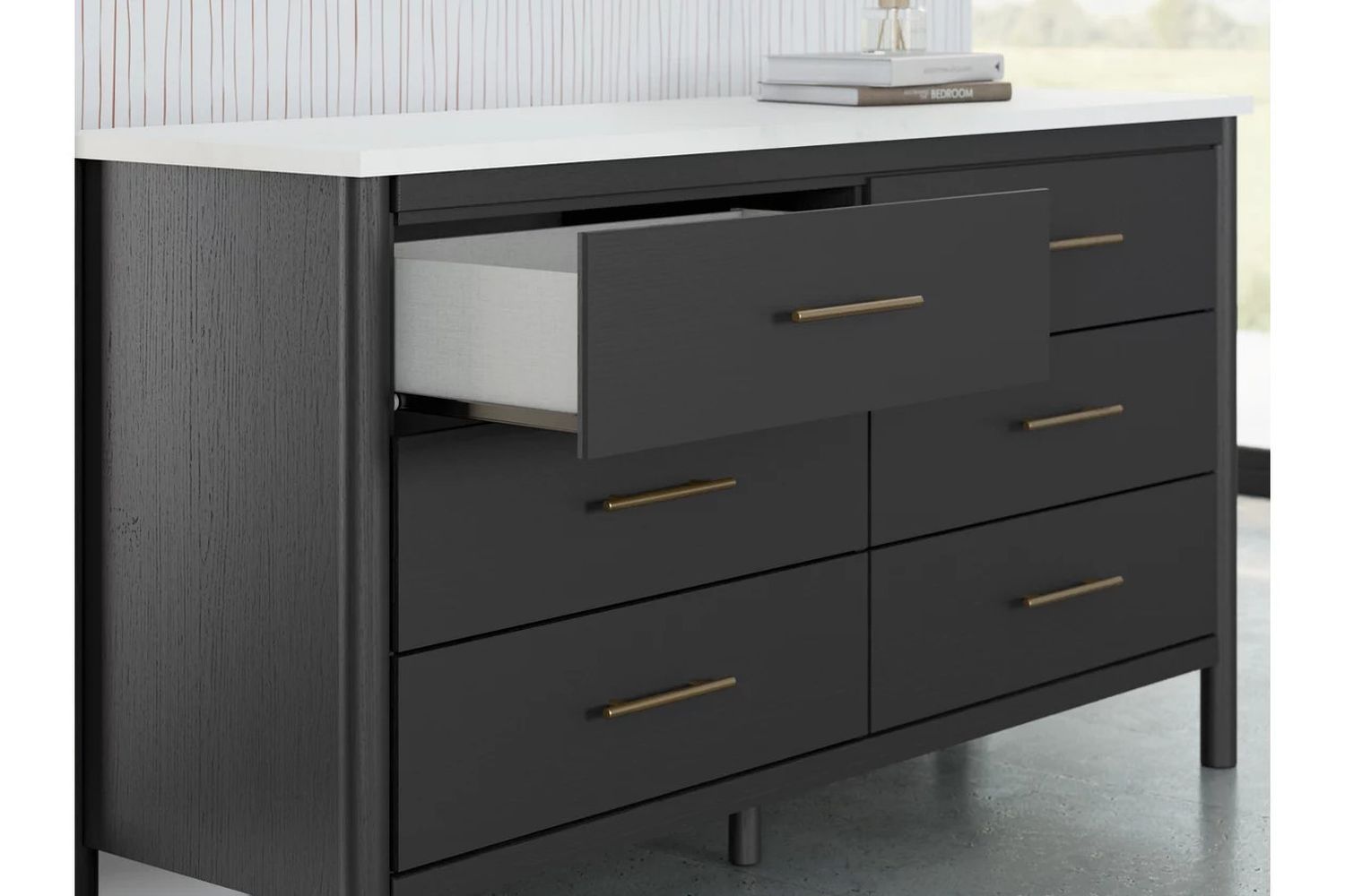 Cadmori Upholstered Panel Youth Bedroom Set In Black and White B2616B5