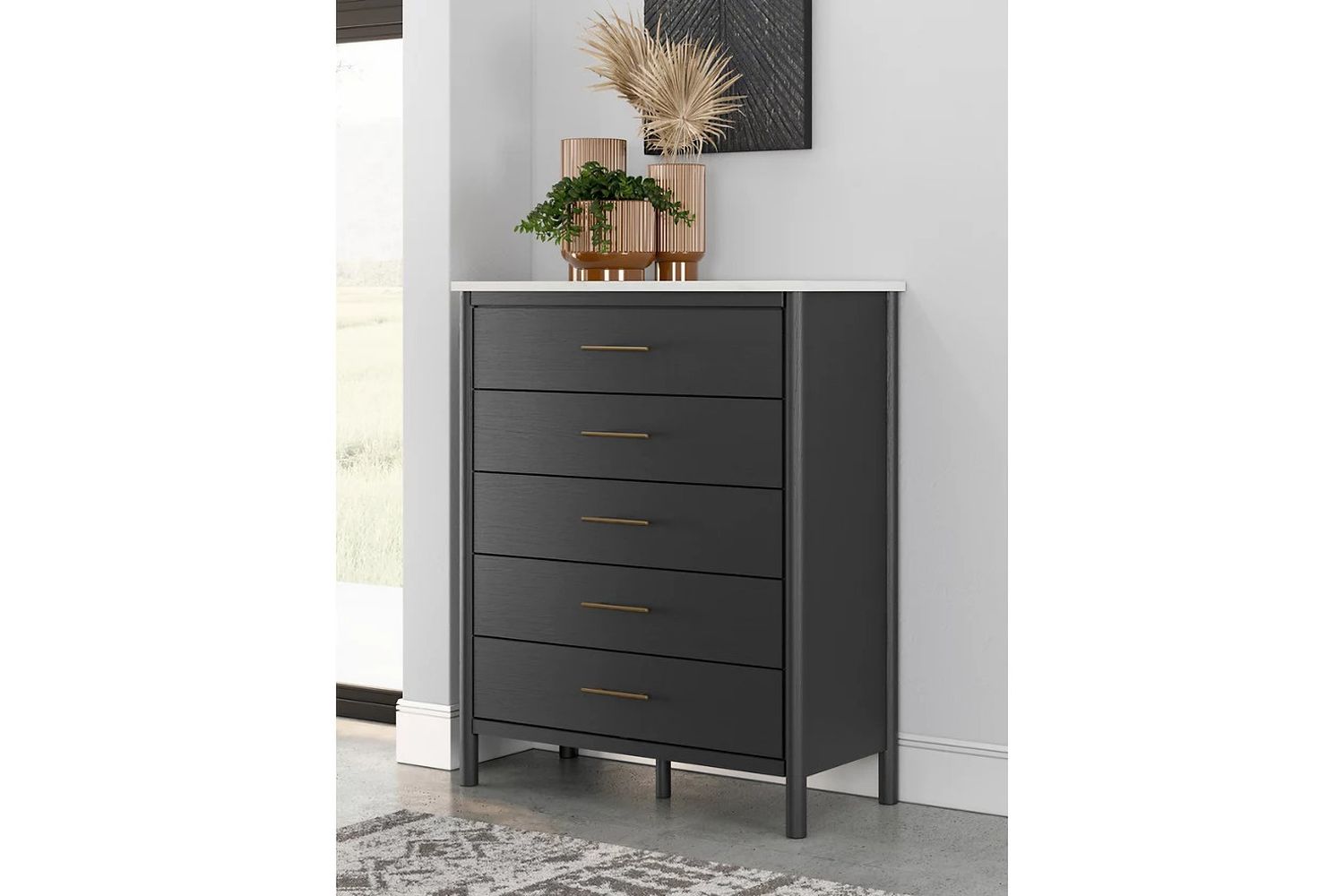Cadmori Upholstered Panel Youth Bedroom Set In Black and White B2616B5