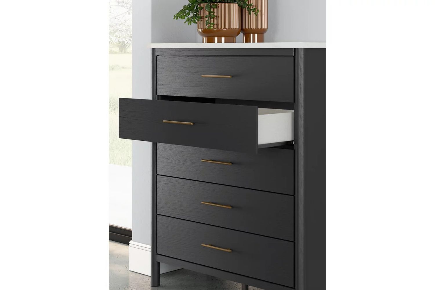 Cadmori Upholstered Panel Youth Bedroom Set In Black and White B2616B5