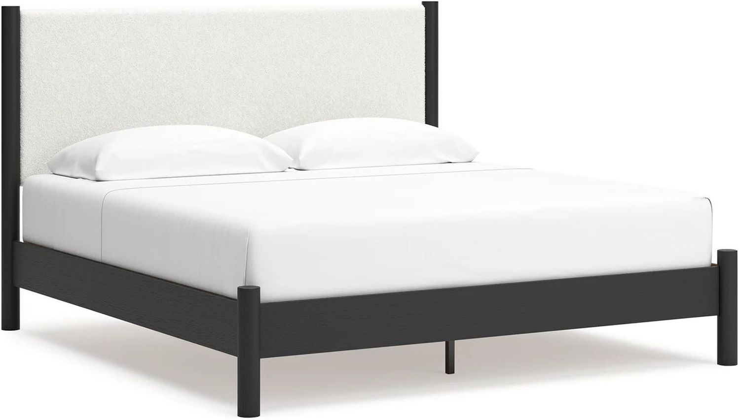 Cadmori King Upholstered Panel Bed In Black and White B2616B8