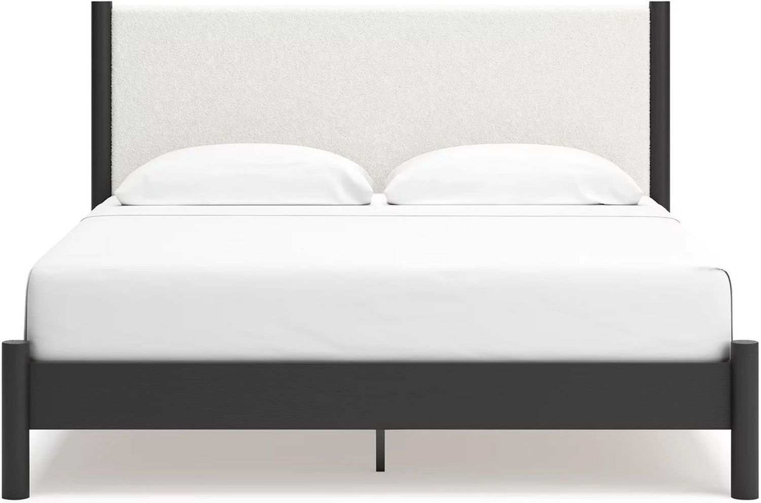 Cadmori King Upholstered Panel Bed In Black and White B2616B8