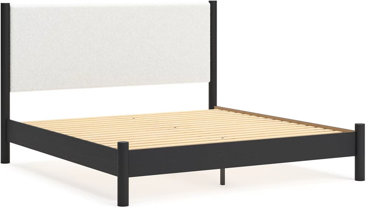 Cadmori King Upholstered Panel Bed In Black and White B2616B8