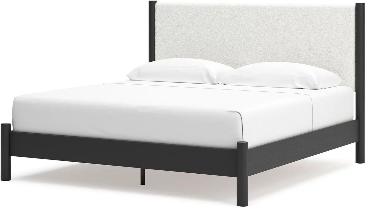 Cadmori King Upholstered Panel Bed In Black and White B2616B8