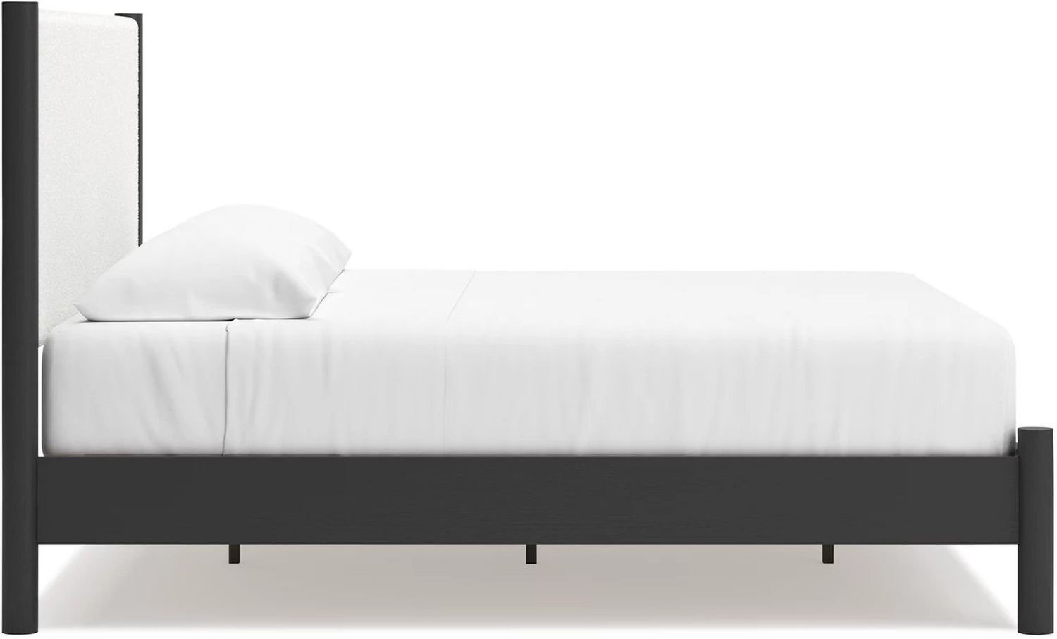 Cadmori King Upholstered Panel Bed In Black and White B2616B8