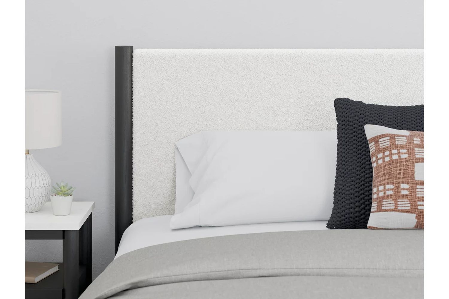 Cadmori King Upholstered Panel Bed In Black and White B2616B8