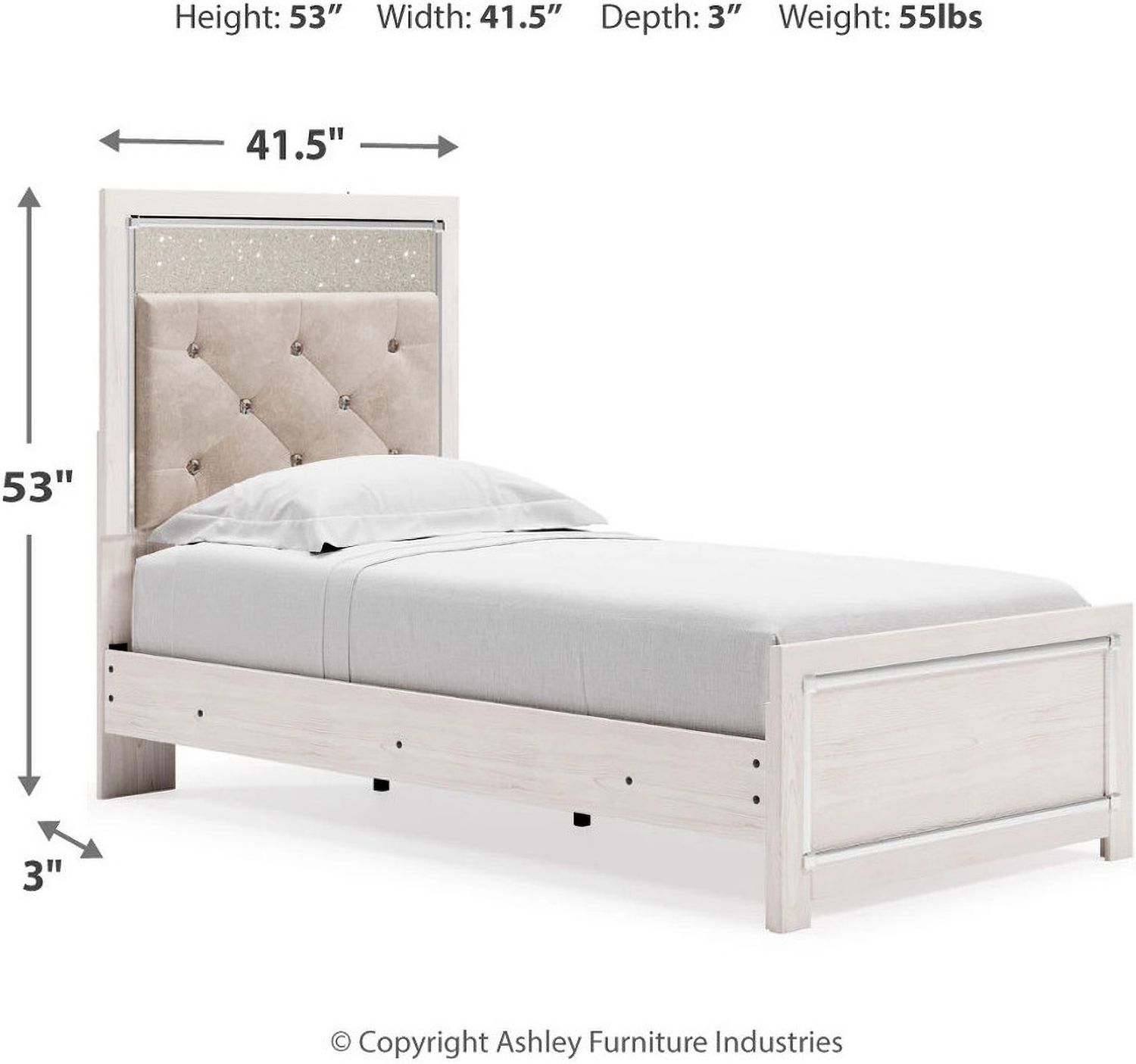 Altyra White Twin Upholstered Panel Headboard Only B264053