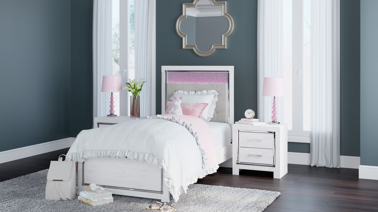 Altyra White Twin Upholstered Panel Headboard Only B264053