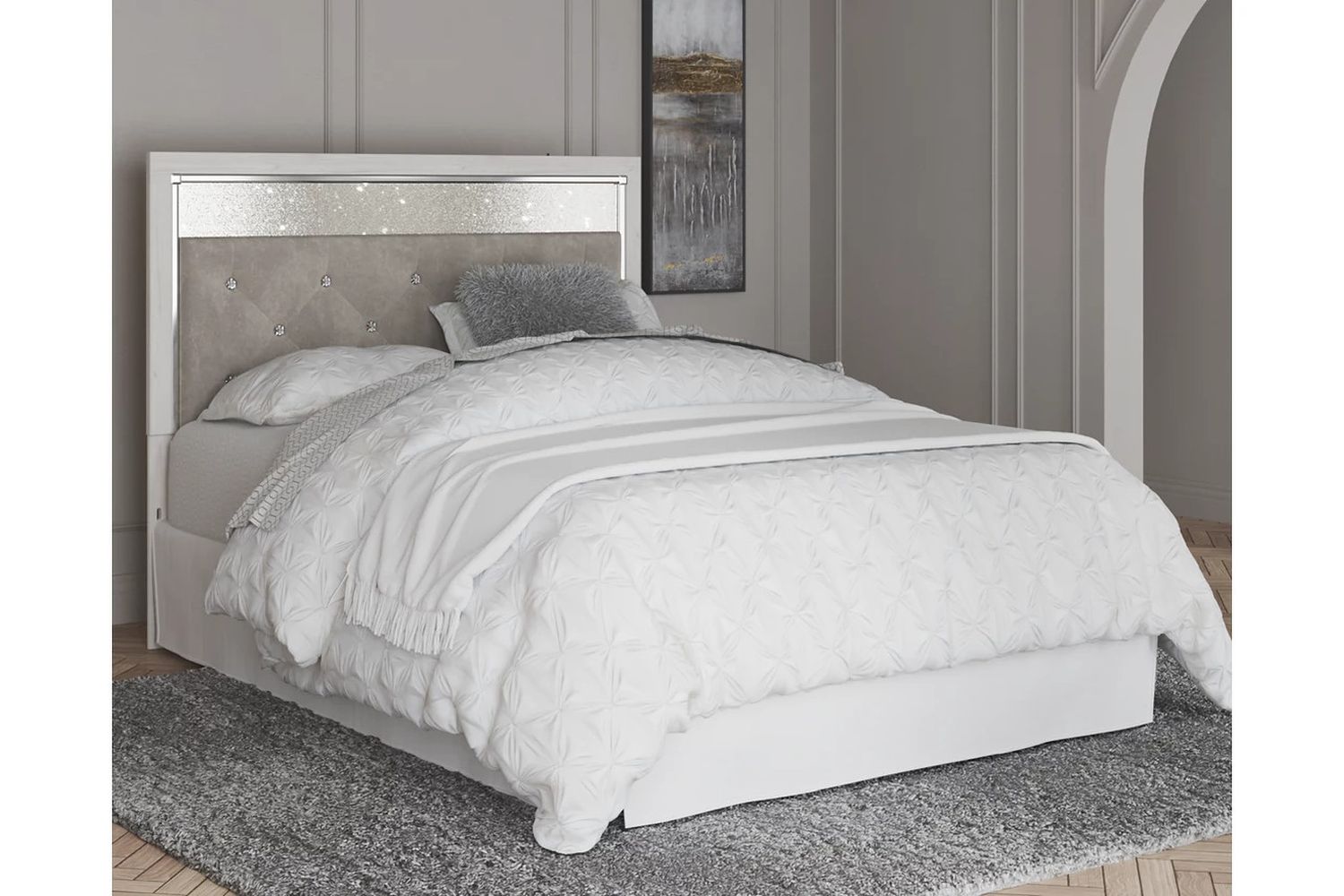 Altyra White Queen Upholstered Panel Headboard Only B264057