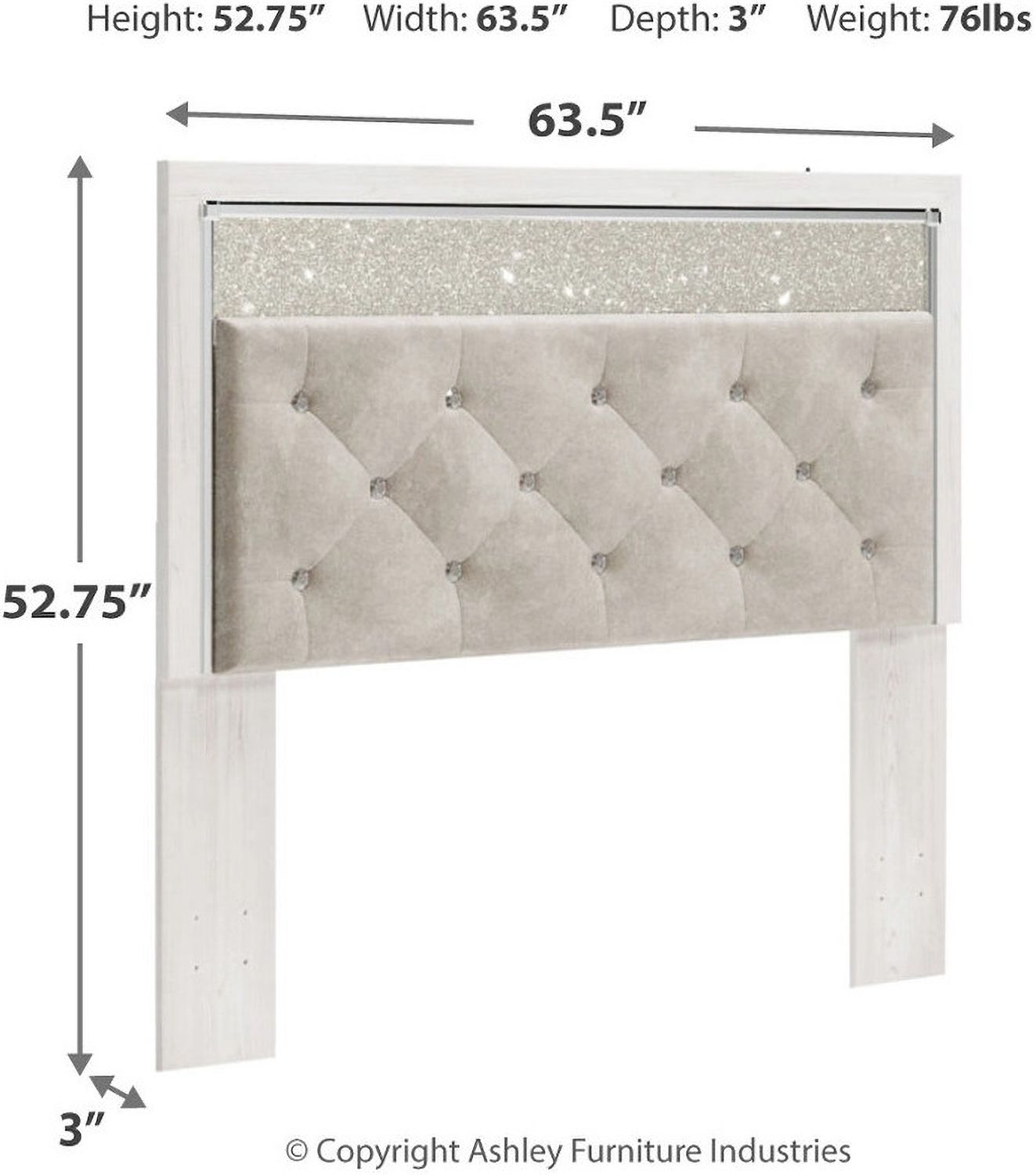 Altyra White Queen Upholstered Panel Headboard Only B264057