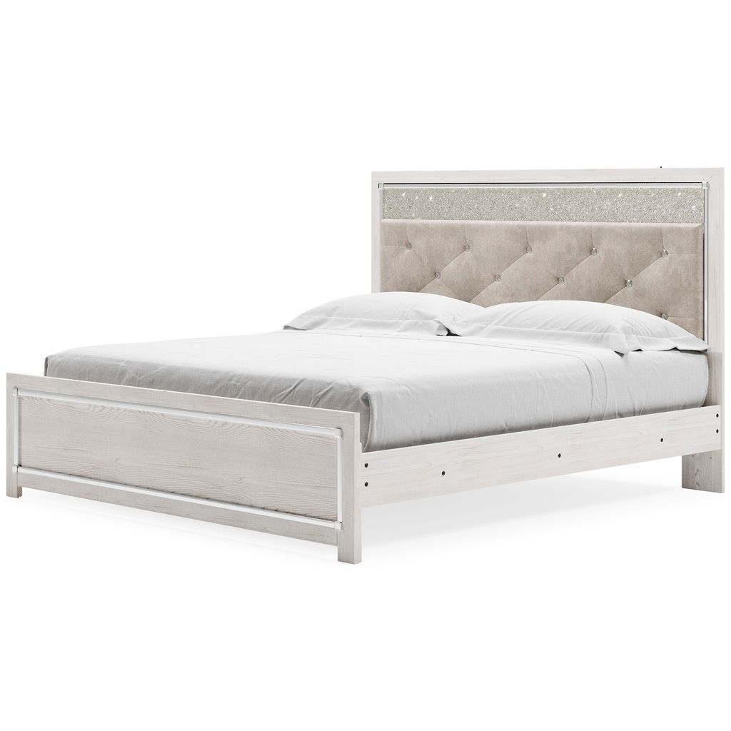 Altyra White King/California King Upholstered Panel Headboard Only B264058