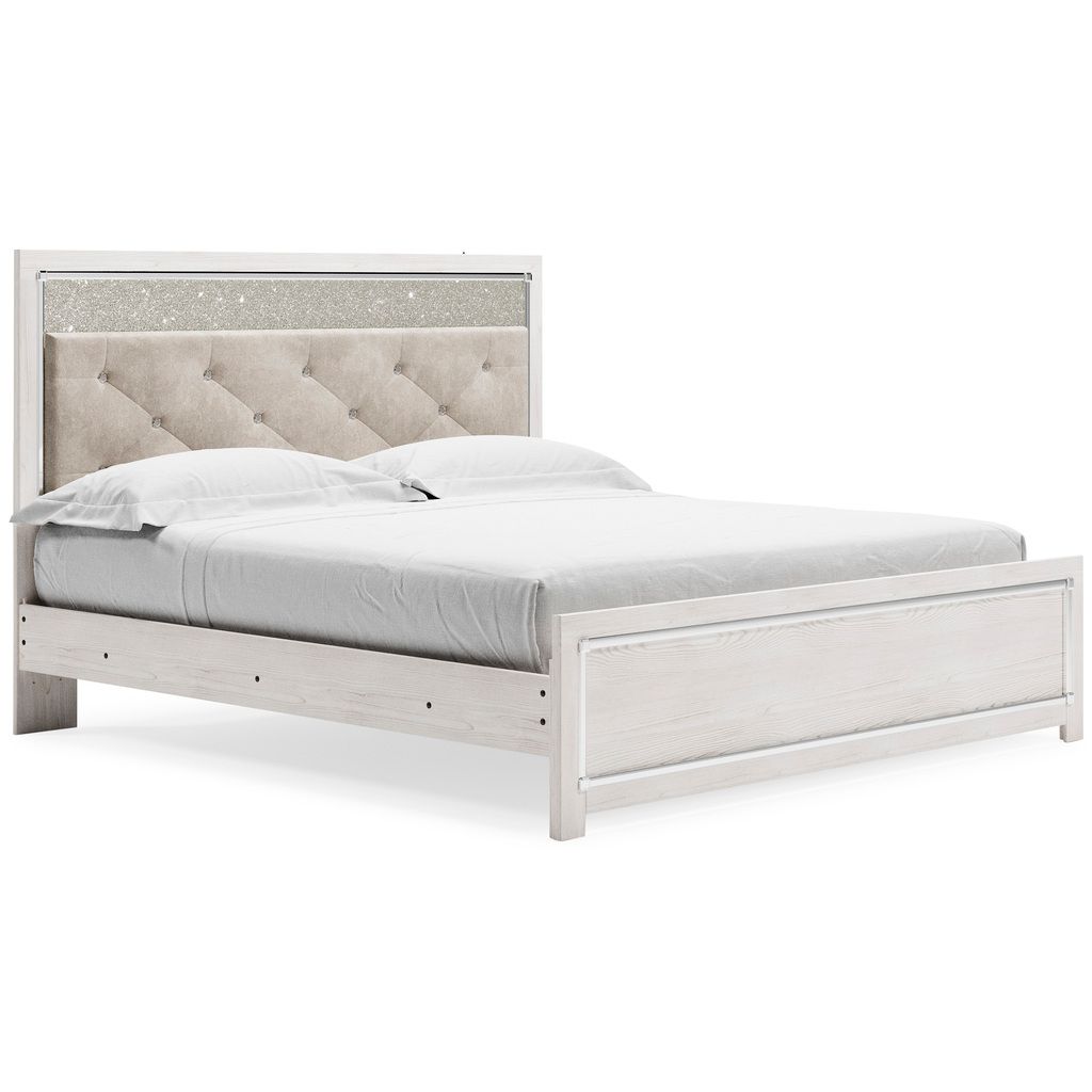 Altyra White King/California King Upholstered Panel Headboard Only B264058