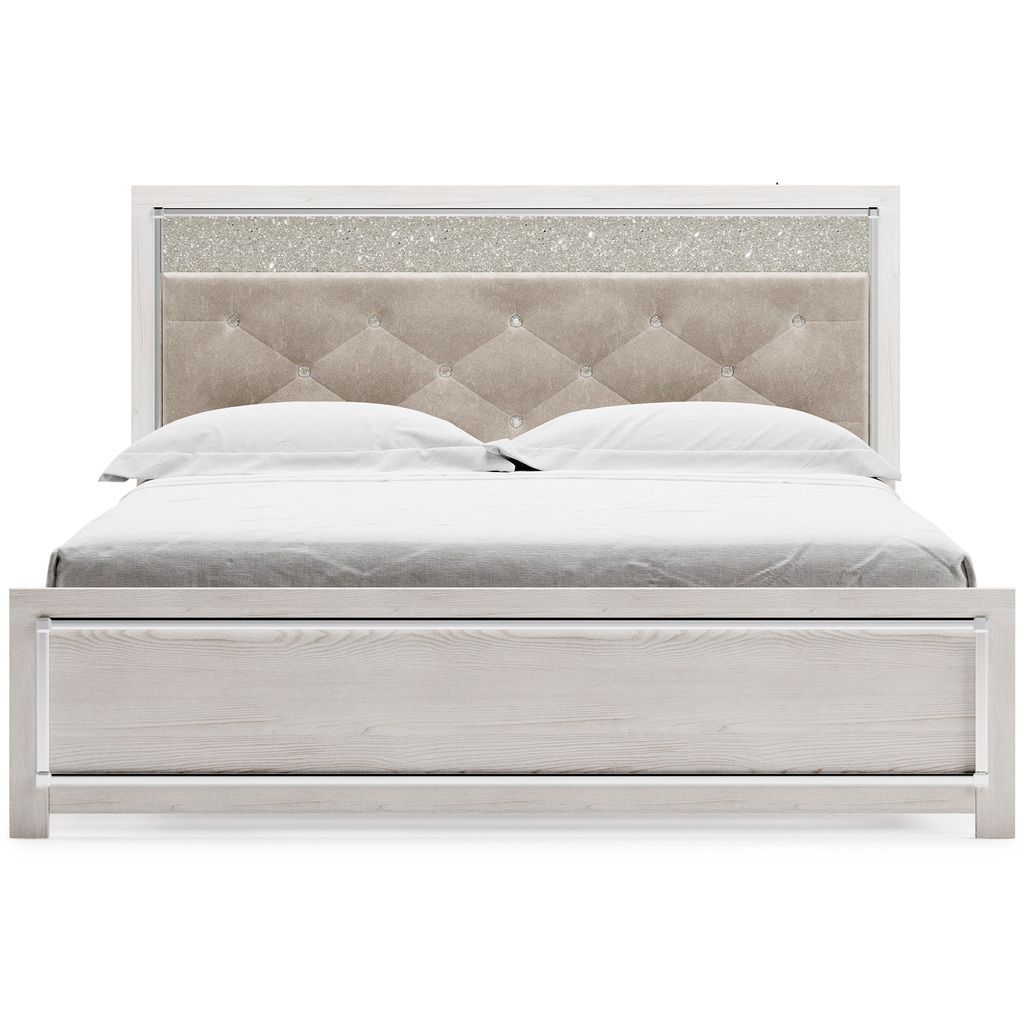 Altyra White King/California King Upholstered Panel Headboard Only B264058