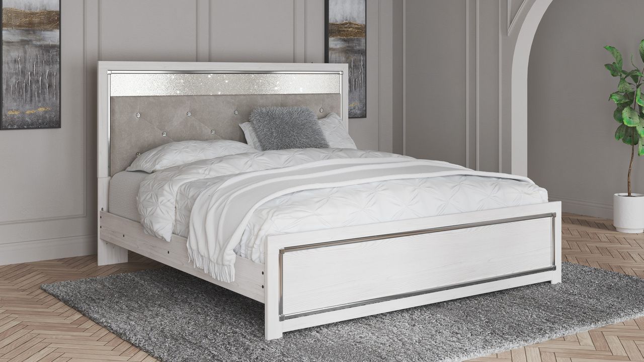 Altyra White King/California King Upholstered Panel Headboard Only B264058