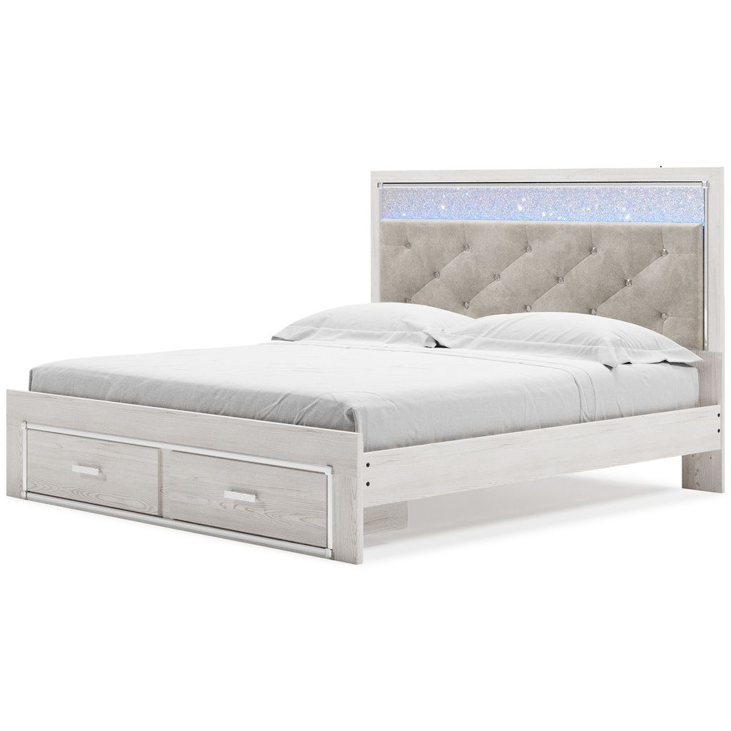 Altyra White King/California King Upholstered Panel Headboard Only B264058