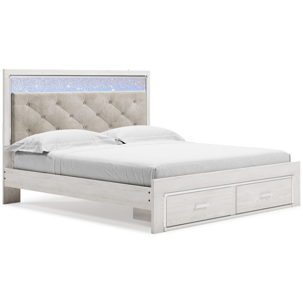 Altyra White King/California King Upholstered Panel Headboard Only B264058