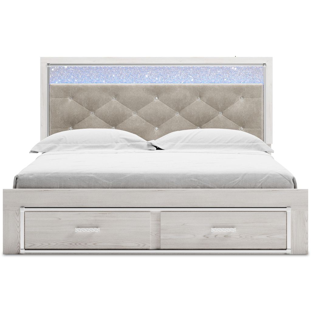 Altyra White King/California King Upholstered Panel Headboard Only B264058