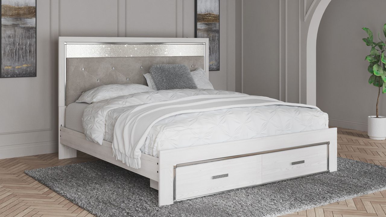 Altyra White King/California King Upholstered Panel Headboard Only B264058