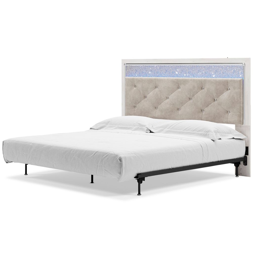 Altyra White King/California King Upholstered Panel Headboard Only B264058