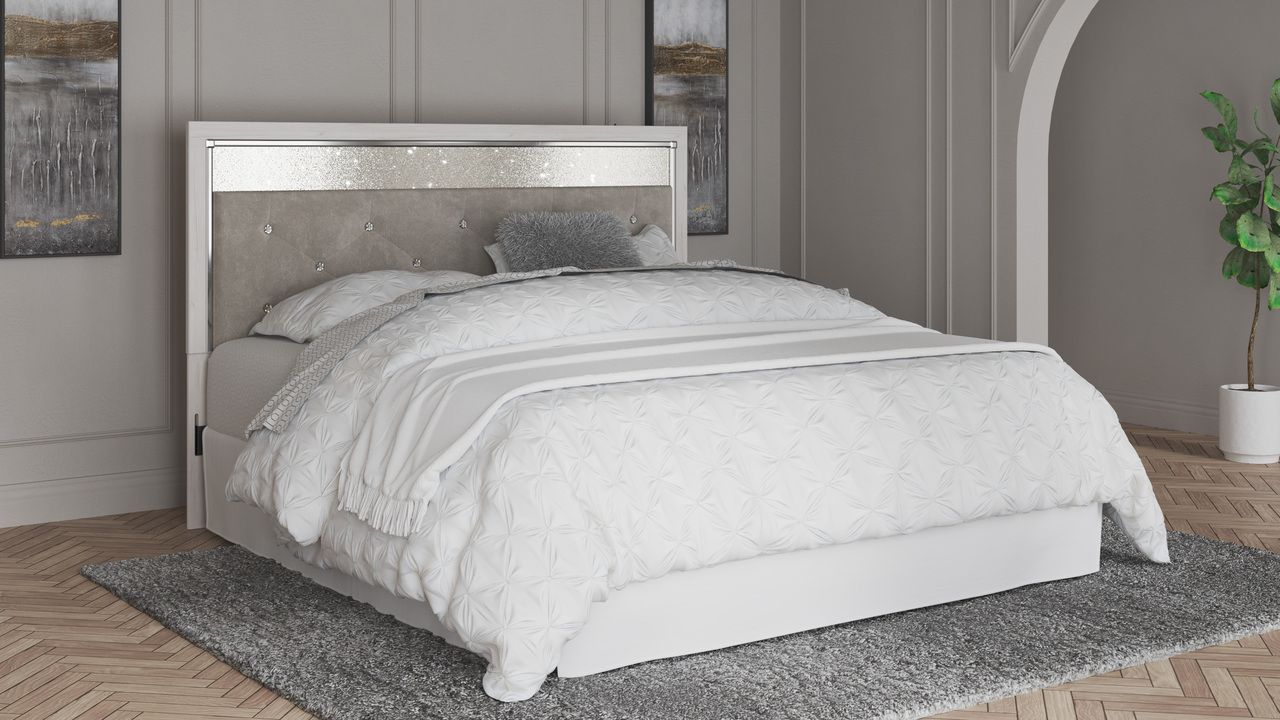 Altyra White King/California King Upholstered Panel Headboard Only B264058