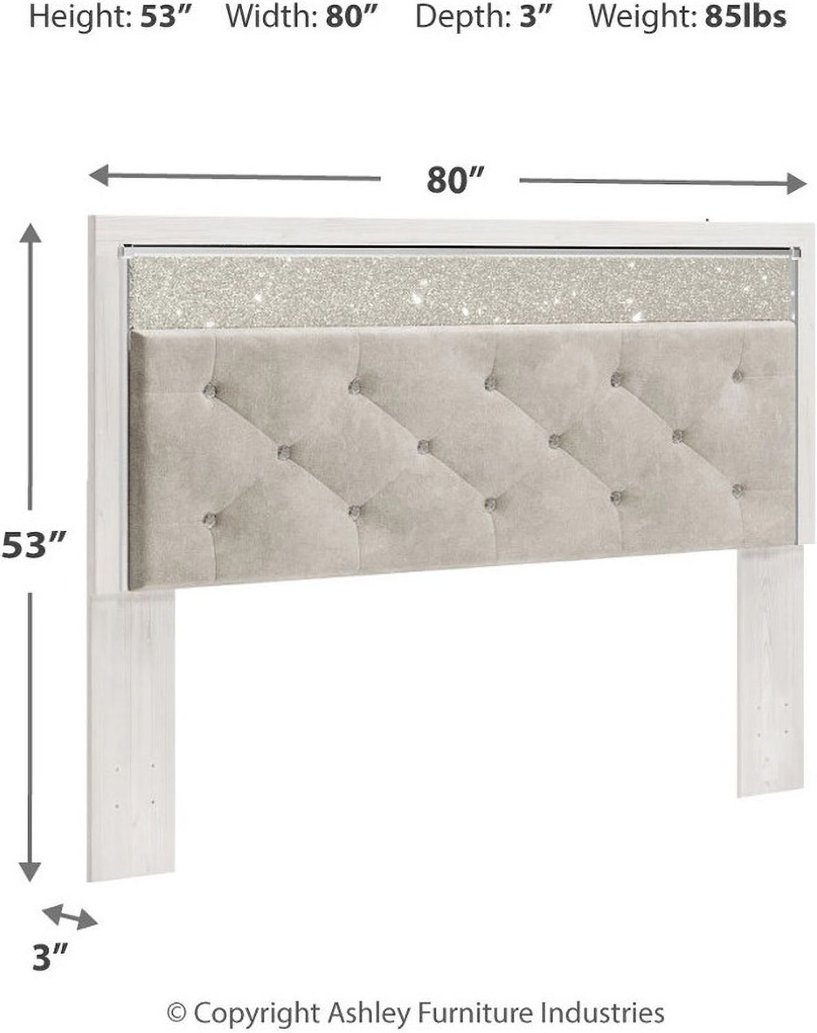 Altyra White King/California King Upholstered Panel Headboard Only B264058