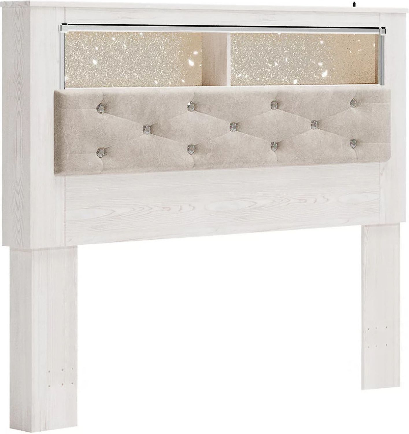 Altyra White Queen Upholstered Panel Bookcase Headboard Only B264065