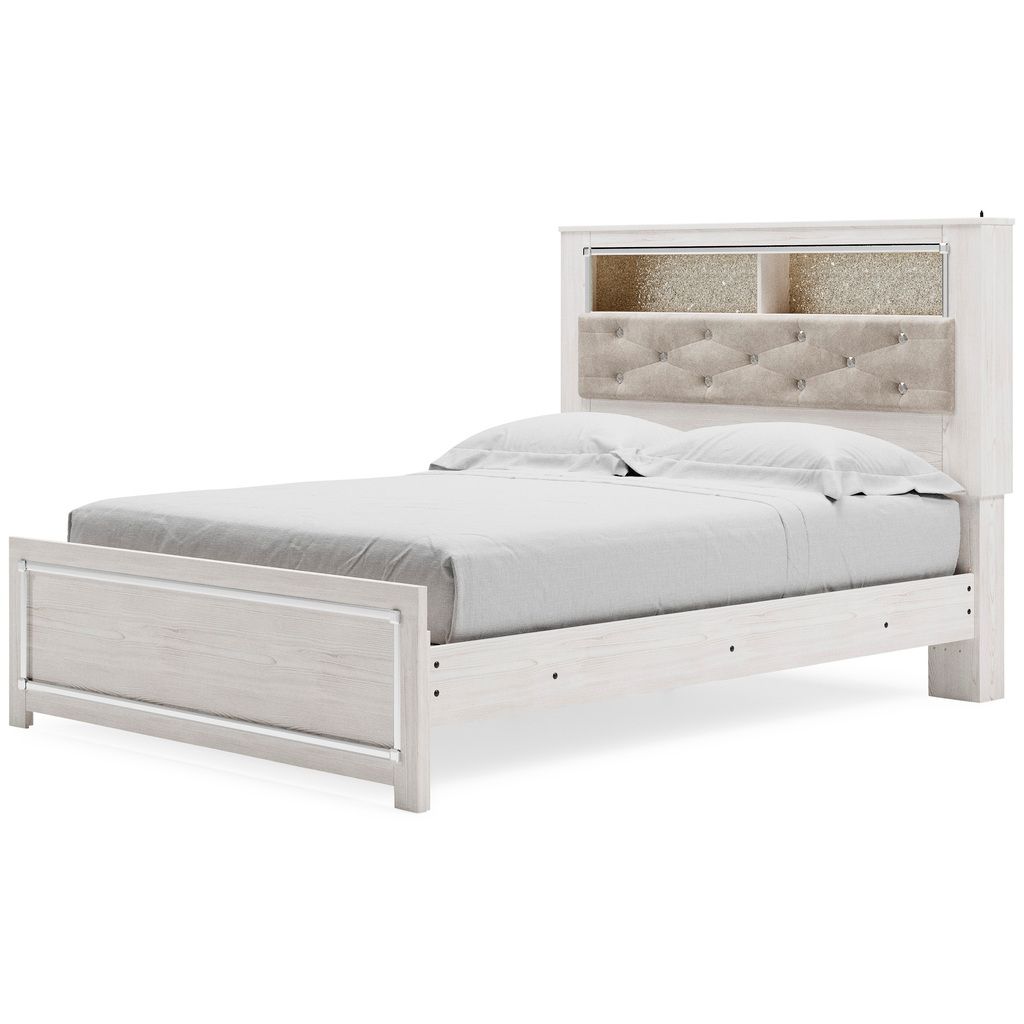 Altyra White Queen Upholstered Panel Bookcase Headboard Only B264065