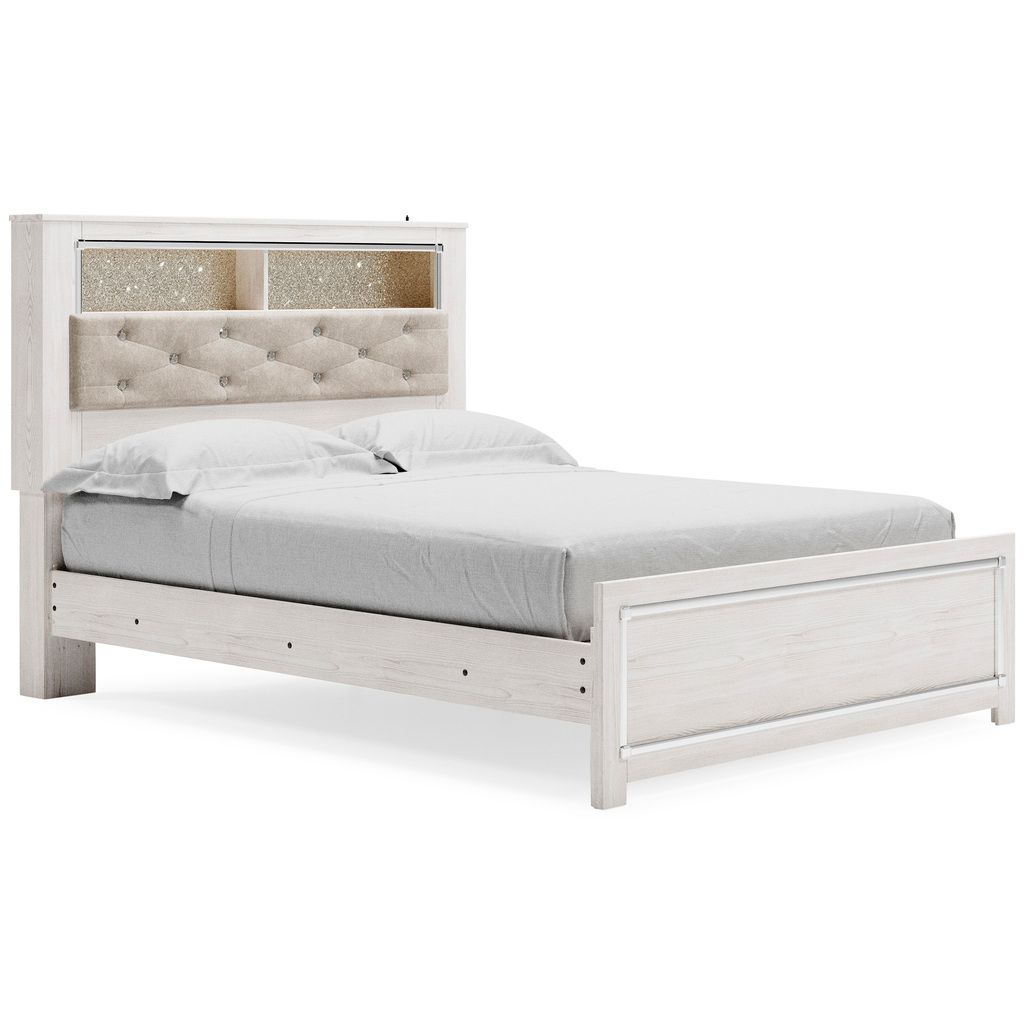 Altyra White Queen Upholstered Panel Bookcase Headboard Only B264065
